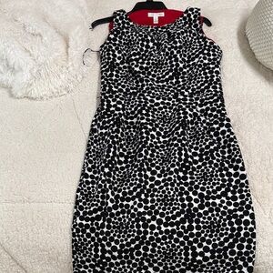 London Times Black and White Polka Dot Midi Dress